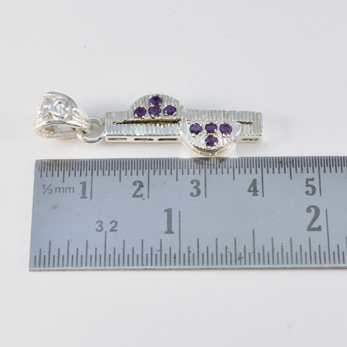 Riyo gemas naturales redondas facetadas amatista púrpura colgante de plata regalo para compromiso