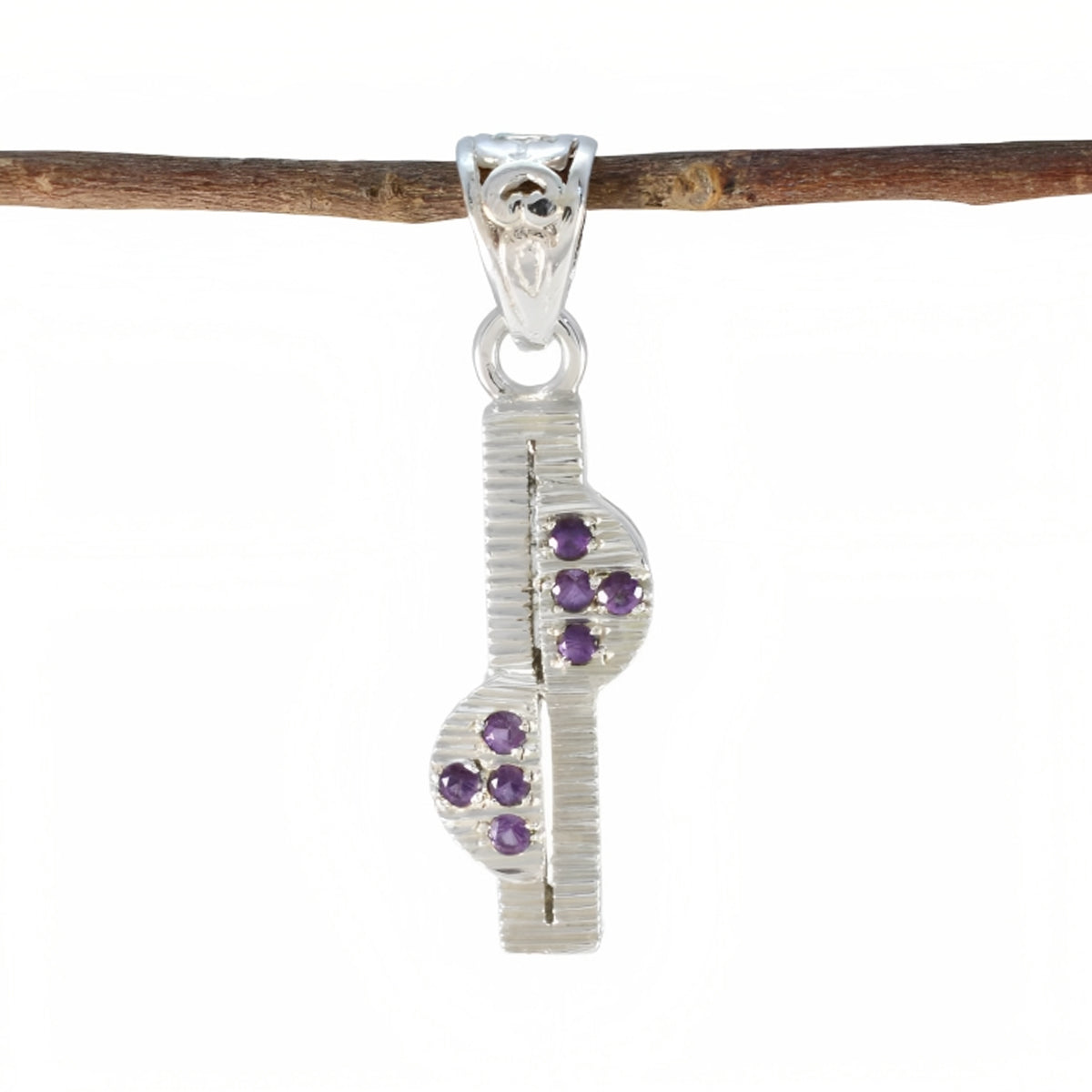 Riyo Natural Gems runder facettierter violetter Amethyst-Silberanhänger, Geschenk zur Verlobung