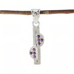 Серебряный кулон riyo с натуральными драгоценными камнями, круглый граненый фиолетовый аметист, подарок на помолвку