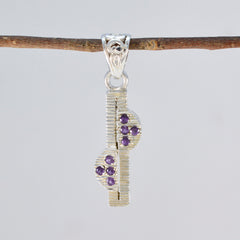 Riyo natuurlijke edelstenen ronde gefacetteerde paarse amethist zilveren hanger cadeau voor verloving