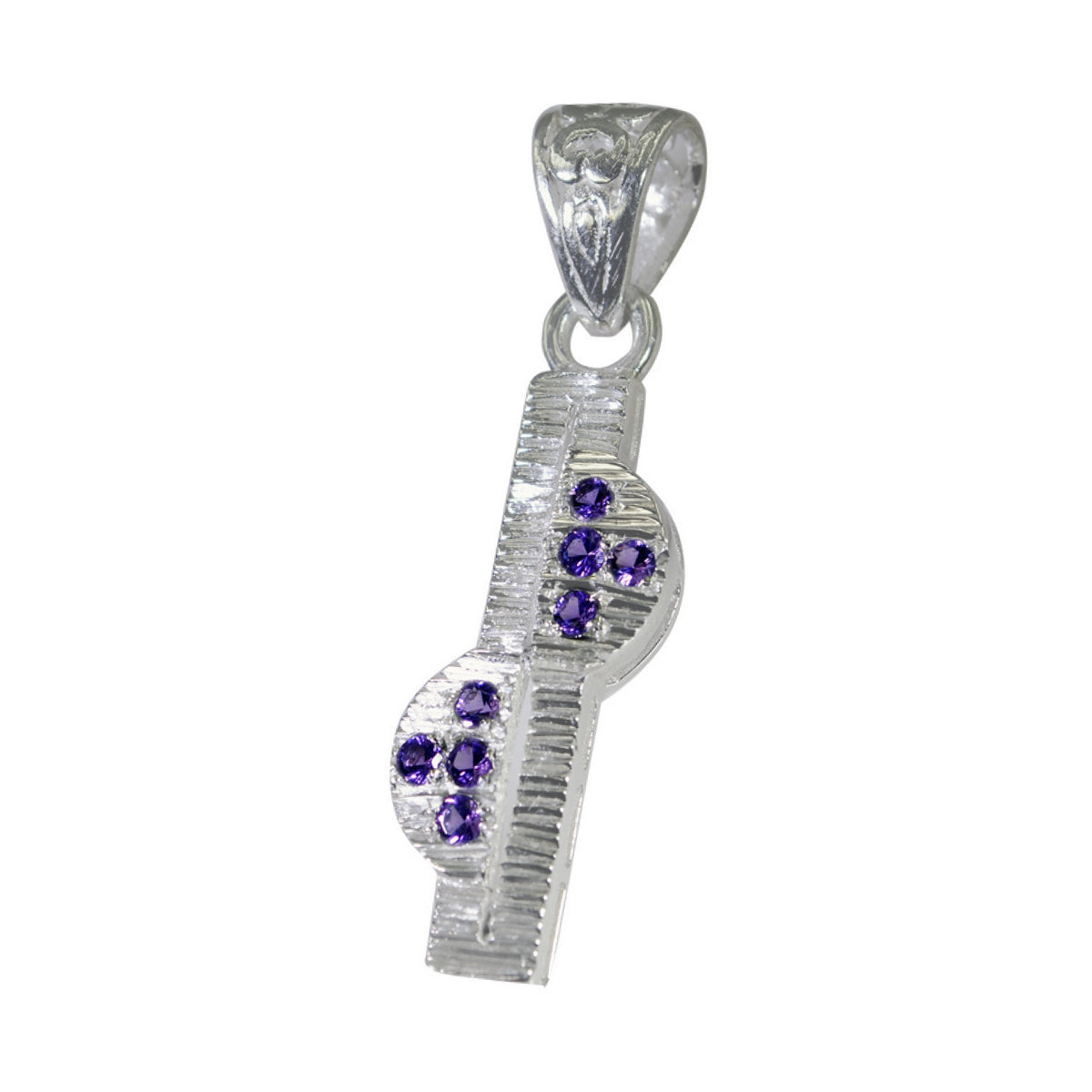 Riyo Natural Gems runder facettierter violetter Amethyst-Silberanhänger, Geschenk zur Verlobung