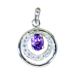 Riyo – pendentif ovale en argent et améthyste violette à facettes, pierres précieuses attrayantes, cadeau pour le lendemain de Noël