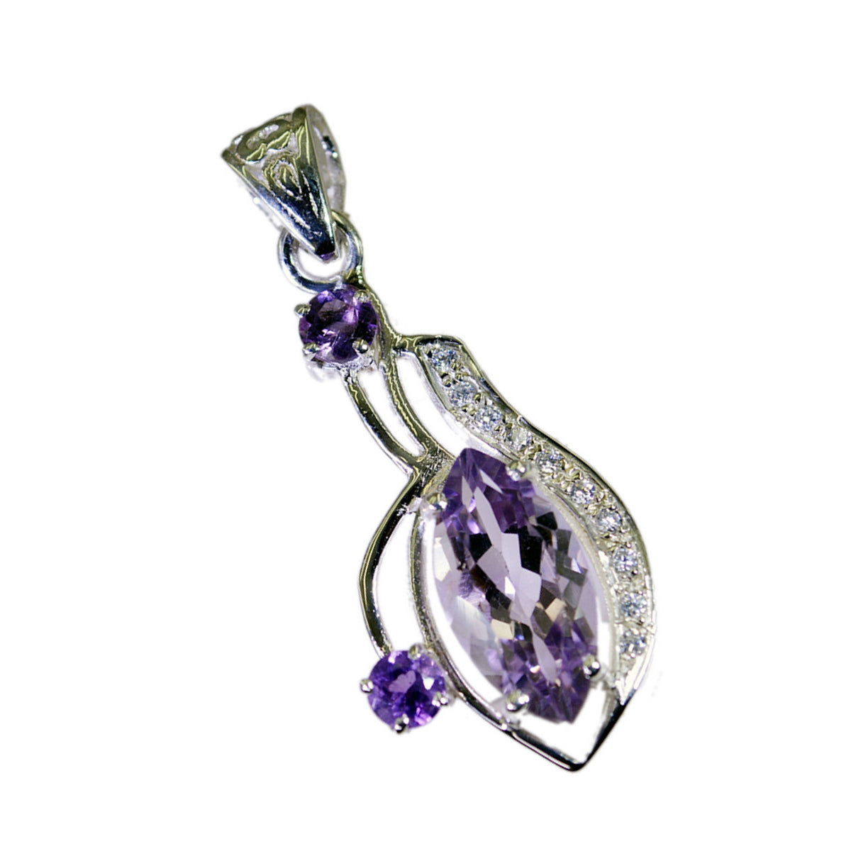Riyo Handsome Gems Multi Facettierter Anhänger aus massivem Silber mit violettem Amethyst, Geschenk für Ostersonntag
