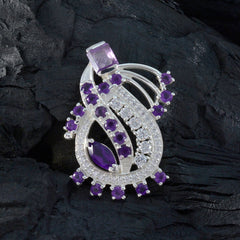 Подвеска из стерлингового серебра с фиолетовым аметистом riyo, многогранный драгоценный камень, подарок для друга