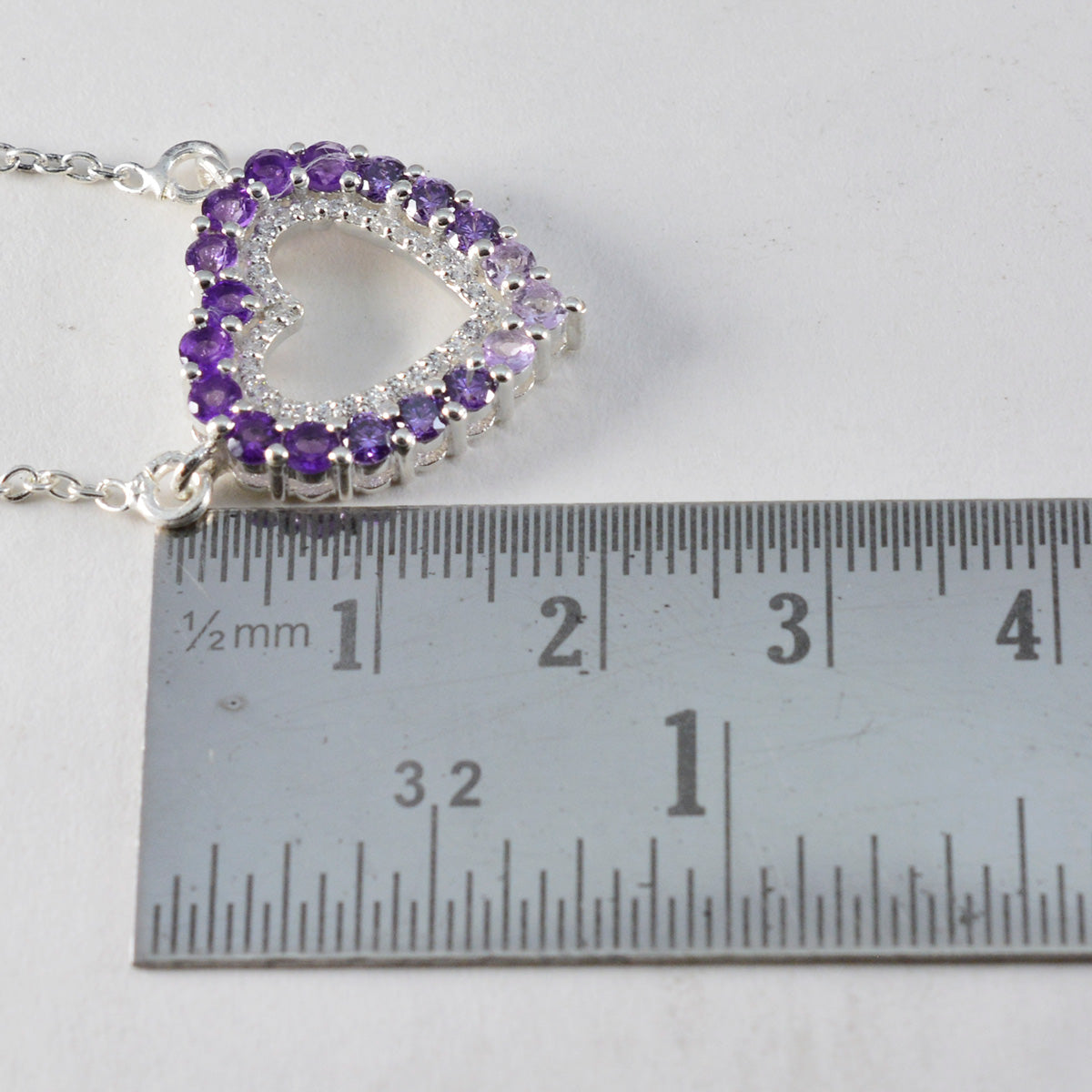 Riyo Beauteous Gems Round Faceted Purple Amethyst Silver Pendant Gift For Sister