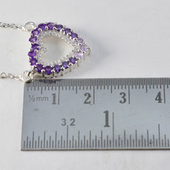 Riyo Beauteous Gems Round Faceted Purple Amethyst Silver Pendant Gift For Sister