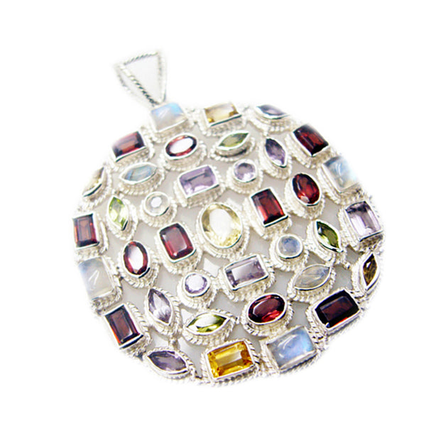Riyo Comely Gemstone Multi Faceted Purple Amethyst 1218 Sterling Silver Pendant Gift For Good Friday