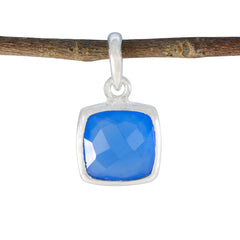 Riyo Elegant Gems Cushion Checker Blue Blue Chalcedony Silver Pendant Gift For Wife