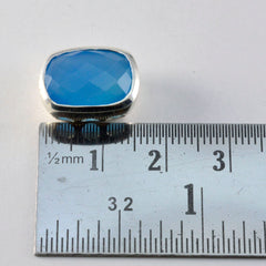 Riyo Pretty Gemstone Octagon Checker Blue Blue Chalcedony Sterling Silver Pendant Gift For Friend