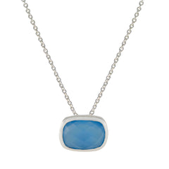 Подвеска из стерлингового серебра riyo с красивым драгоценным камнем, восьмиугольной клеткой, синим, синим, халцедоном, подарок для друга