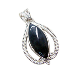 Подвеска из стерлингового серебра 1160 пробы riyo, натуральный драгоценный камень, кабошон, черный, черный оникс, подарок для подруги