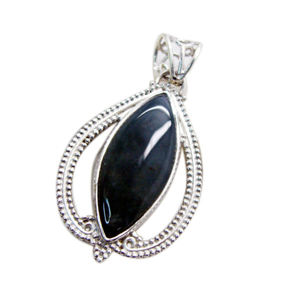 Подвеска из стерлингового серебра 1160 пробы riyo, натуральный драгоценный камень, кабошон, черный, черный оникс, подарок для подруги