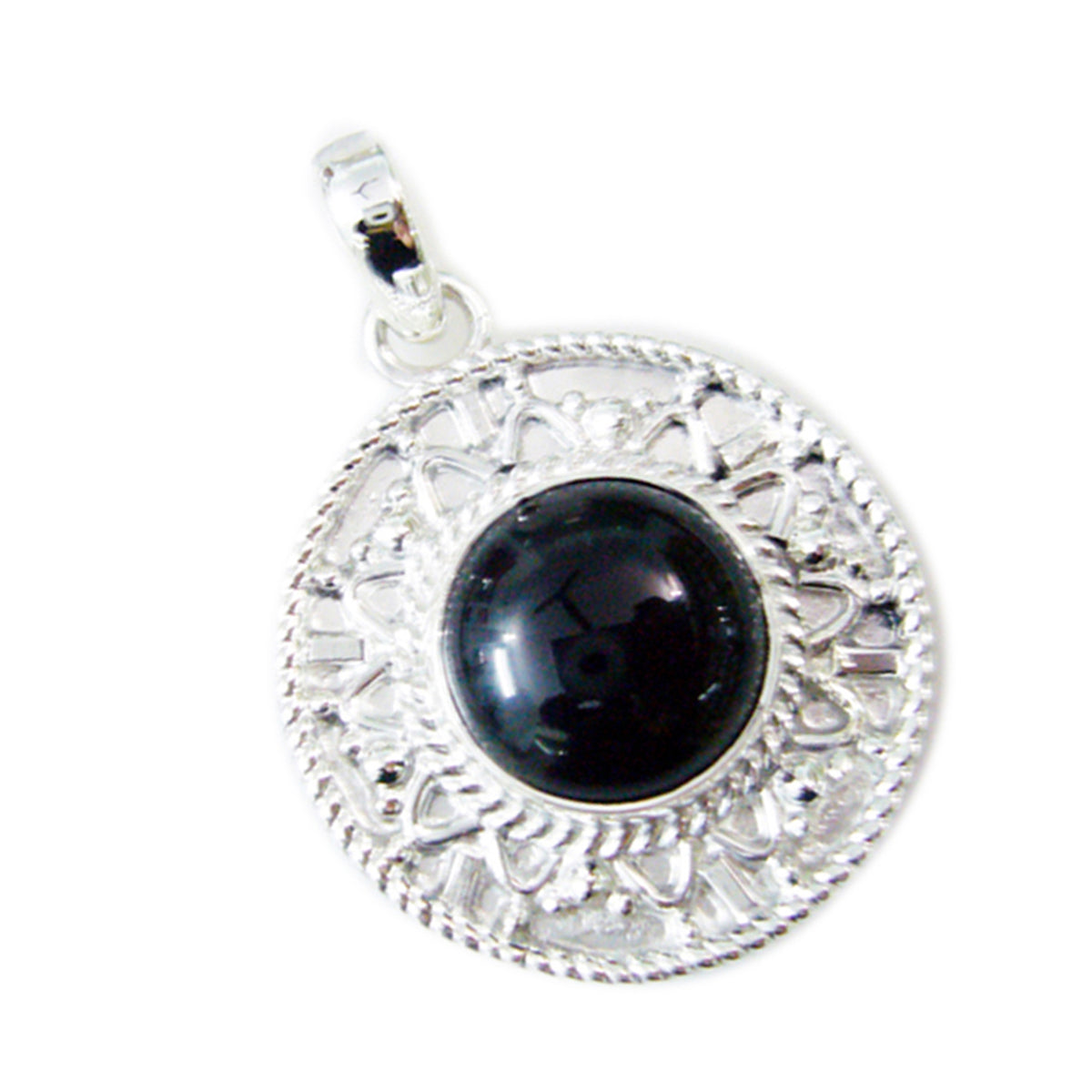 riyo esthétique pierre précieuse ronde cabochon noir onyx noir 1190 pendentif en argent sterling cadeau pour le vendredi saint