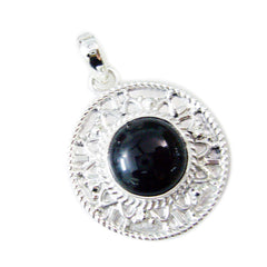 riyo estetisk ädelsten rund cabochon svart svart onyx 1190 sterling silver hänge present till långfredag
