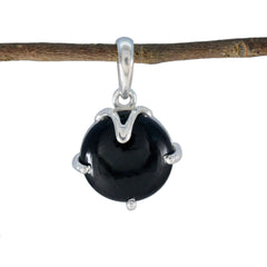 Riyo aantrekkelijke edelsteen ronde cabochon zwart zwart onyx 987 sterling zilveren hanger cadeau voor lerarendag