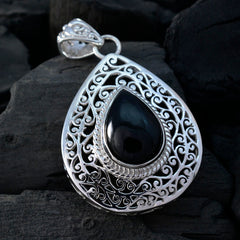 Riyo Heavenly Gems Pear Cabochon Zwart Zwart Onyx Massief zilveren hanger cadeau voor Goede Vrijdag