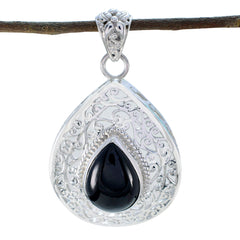 Riyo Heavenly Gems Birnen-Cabochon-Anhänger aus schwarzem schwarzem Onyx aus massivem Silber, Geschenk für Karfreitag