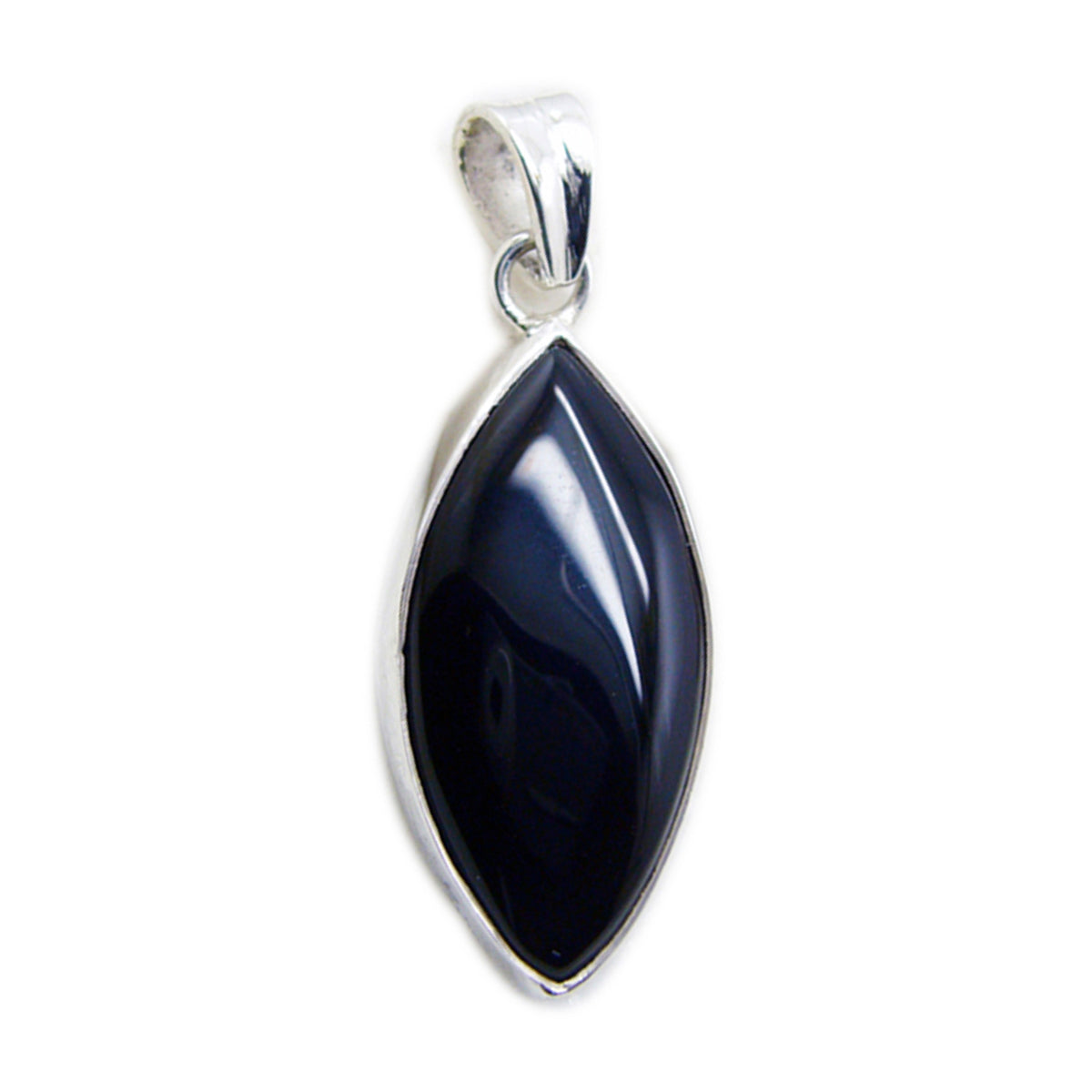Riyo Knockout Gemstone Marquise Cabochon Black Black Onyx 1215 Sterling Silver Pendant Gift For Teachers Day