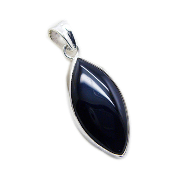Riyo Knockout Gemstone Marquise Cabochon Black Black Onyx 1215 Sterling Silver Pendant Gift For Teachers Day