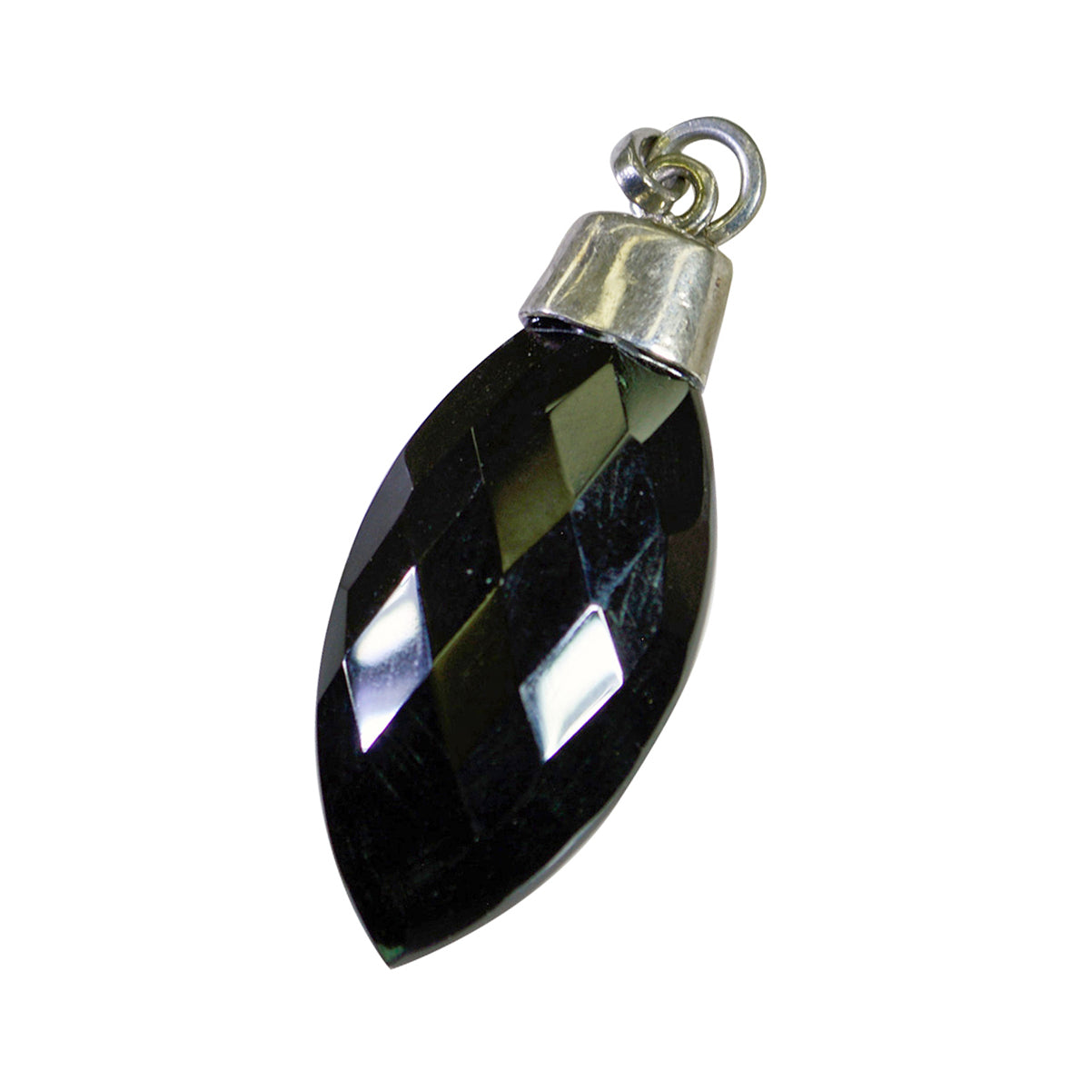 Riyo Knockout Gems Marquise Checker Black Black Onyx Silver Pendant Gift For Engagement