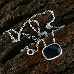 Riyo hermosas gemas octágono checker negro ónix negro colgante de plata maciza regalo para aniversario