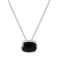 Riyo Handsome Gems Octagon Checker Black Black Onyx Anhänger aus massivem Silber, Geschenk zum Jahrestag