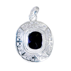 Riyo Smashing Gems Octagon Checker Black Black Onyx Silver Pendant Gift For Boxing Day