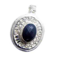 Riyo Fanciable Gemstone Oval Checker Black Black Onyx 1004 Sterling Silver Pendant Gift For Girlfriend
