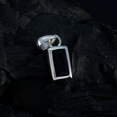 Riyo Easy Gems Baguette Faceted Black Black Onyx Silver Pendant Gift For Boxing Day