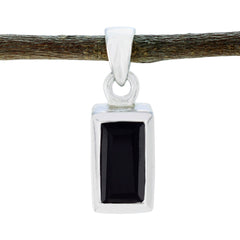 Riyo Easy Gems Baguette Faceted Black Black Onyx Silver Pendant Gift For Boxing Day