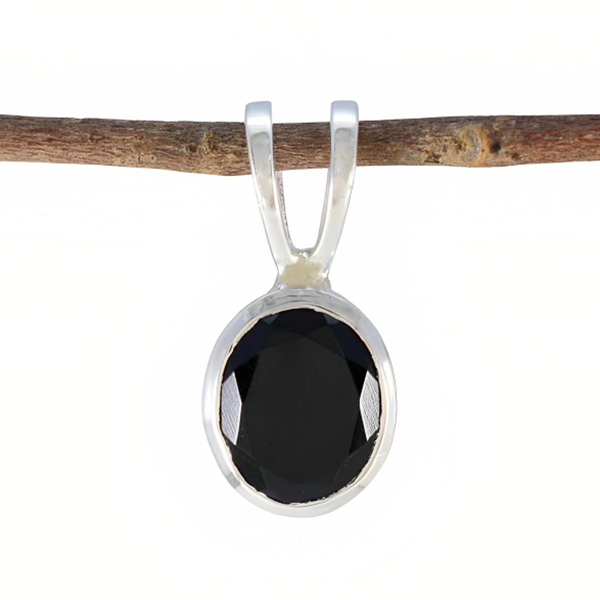 Riyo sierlijke edelstenen rond gefacetteerd zwart zwart onyx massief zilveren hanger cadeau voor Paaszondag