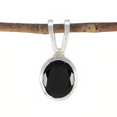 Riyo Graceful Gems runder facettierter Anhänger aus massivem Silber mit schwarzem schwarzen Onyx, Geschenk für Ostersonntag