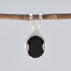 Riyo Graceful Gems Round Faceted Black Black Onyx Solid Silver Pendant Gift For Easter Sunday