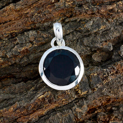riyo pierres précieuses décoratives rondes à facettes noir onyx noir pendentif en argent massif cadeau pour mariage