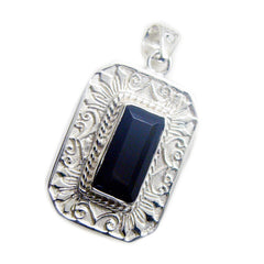 Riyo Appealing Gems Octagon Faceted Black Black Onyx Solid Silver Pendant Gift For Wedding