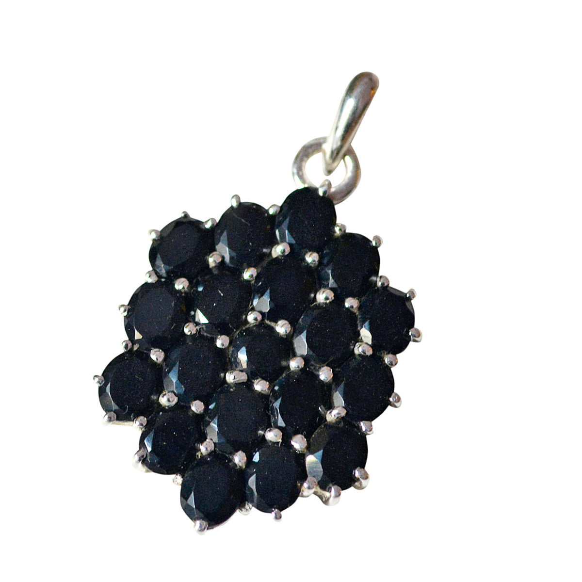 Riyo fit piedra preciosa ovalada facetada negro ónix negro colgante de plata de ley 1040 regalo para novia