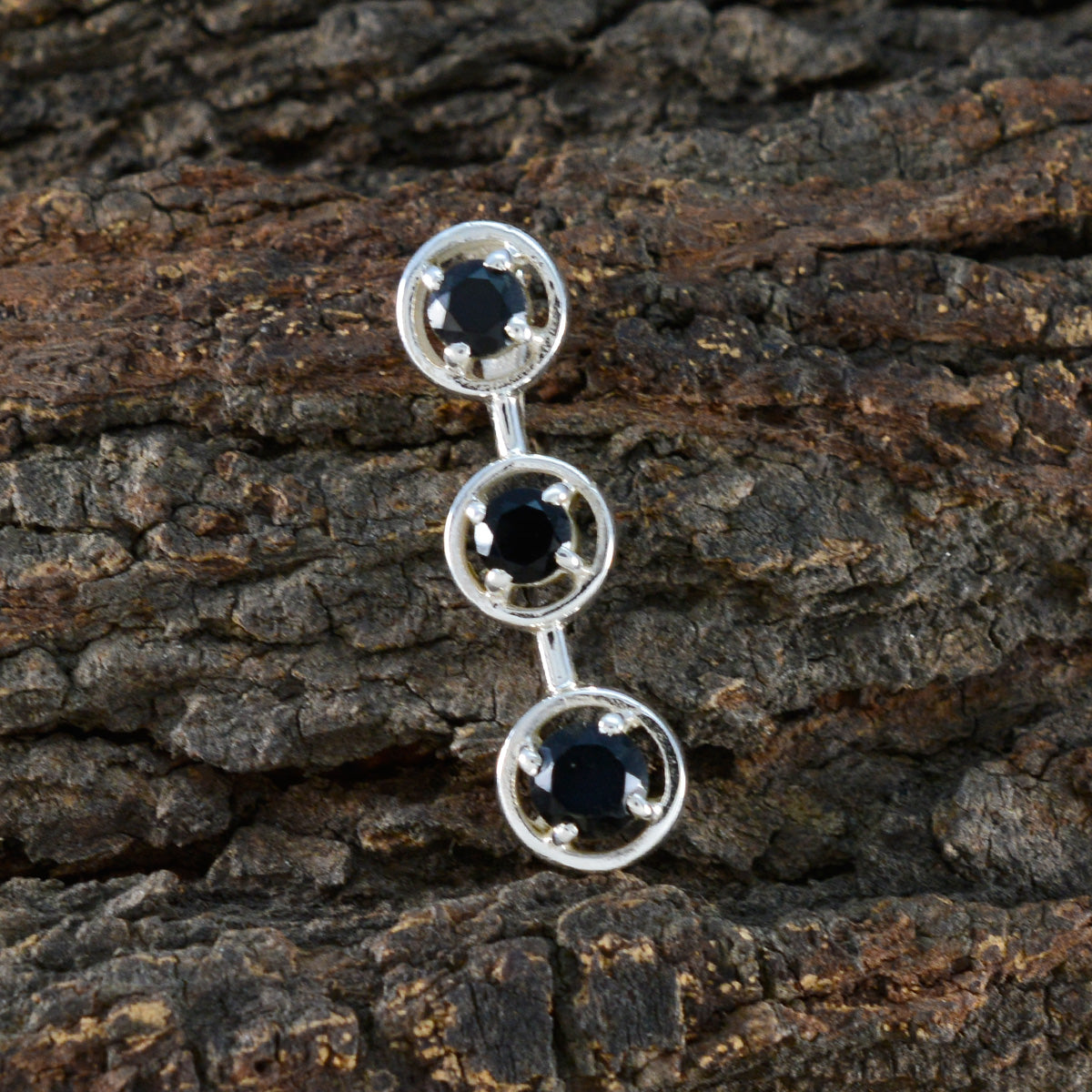 Riyo Pleasing Gemstone Round Faceted Black Black Onyx 1103 Sterling Silver Pendant Gift For Teachers Day