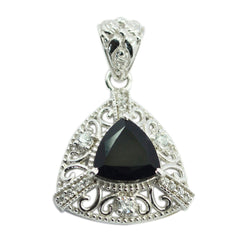 Riyo Pretty Gems Trillion facettierter schwarzer schwarzer Onyx-Anhänger aus massivem Silber, Geschenk für Ostersonntag