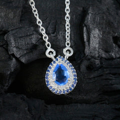 Riyo bonita piedra preciosa pera facetada azul zafiro cz colgante de plata esterlina regalo para amigo