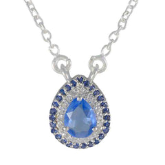 Riyo Nice Gemstone Pear Faceted Blue Blue Sapphire Cz Sterling Silver Pendant Gift For Friend