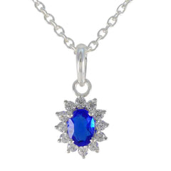 riyo attraktiva ädelstenar ovala fasetterad blå blå safir cz massivt silver hänge present till jubileum