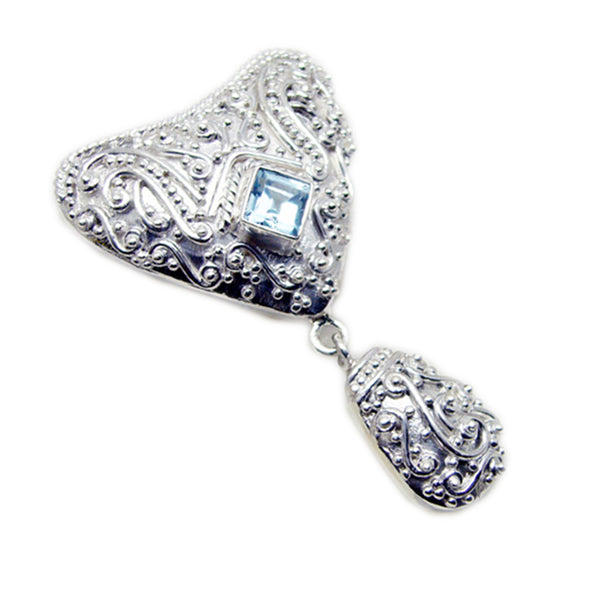 Riyo Winsome Gems Square Faceted Blue Blue Topaz Silver Pendant Gift For Sister