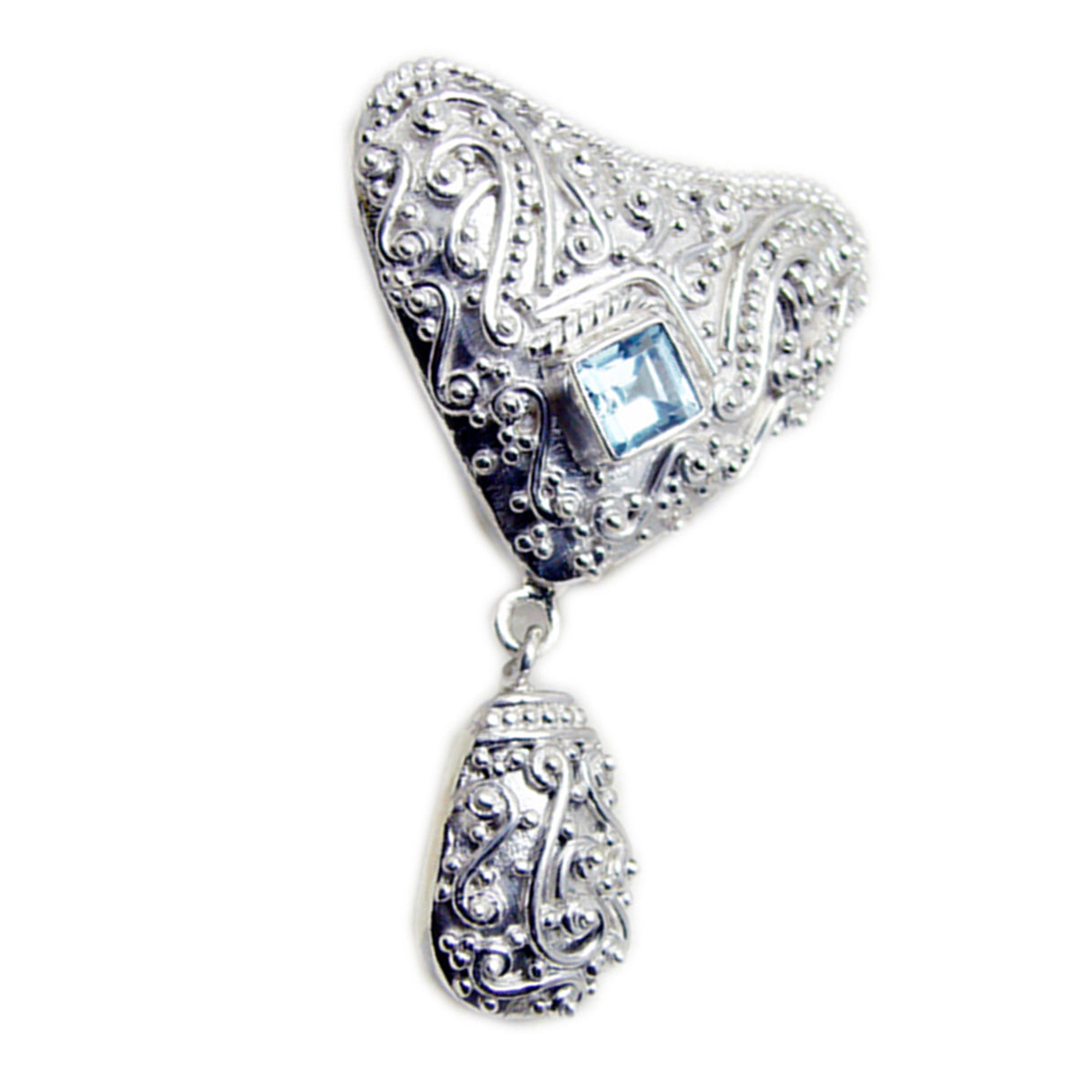 riyo, ciondolo in argento con gemme quadrate sfaccettate, topazio azzurro blu, regalo per la sorella