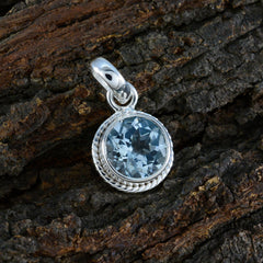 Серебряный кулон riyo с очаровательными драгоценными камнями, круглый граненый синий топаз, подарок на день подарков
