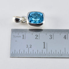 Riyo Knockout Gems Octagon Faceted Blue Blue Topaz Silver Pendant Gift For Sister