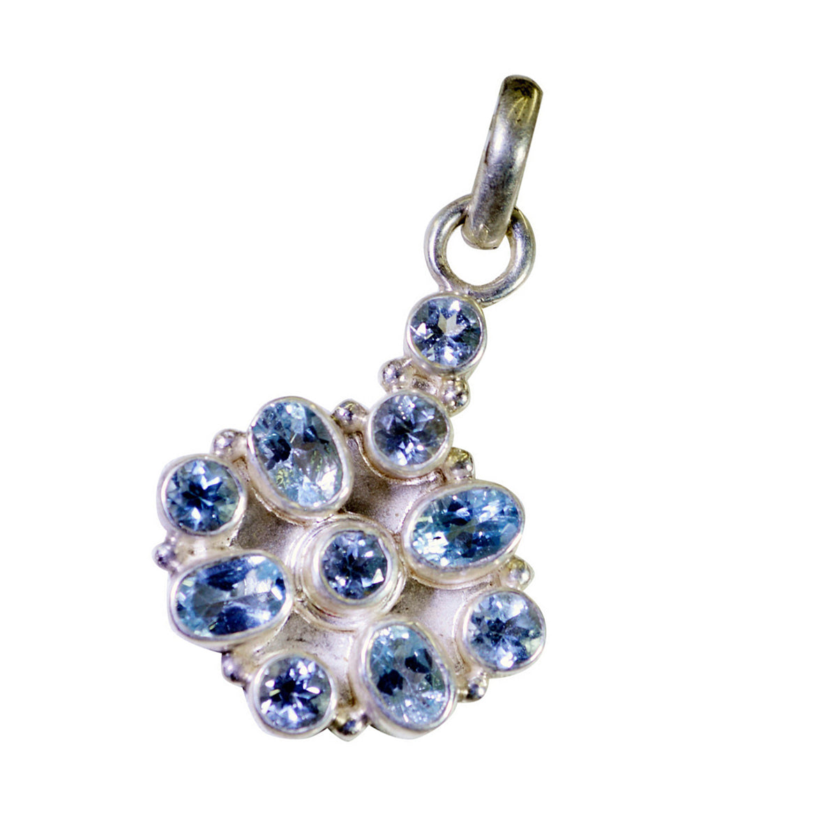 Riyo Comely Gems Multi Faceted Blue Blue Topaz Silver Pendant Gift For Wife