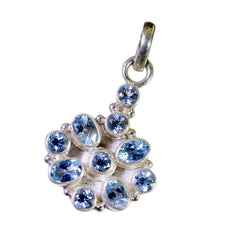 Riyo Comely Gems Multi Facettierter blauer Blautopas-Silberanhänger, Geschenk für Frau