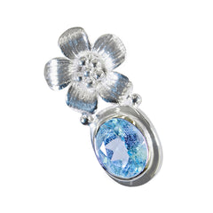 Riyo véritable pierre précieuse ovale à facettes topaze bleue 925 pendentif en argent sterling cadeau pour anniversaire