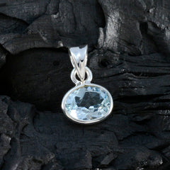 Riyo real gems ovalado facetado azul topacio azul colgante de plata regalo para compromiso