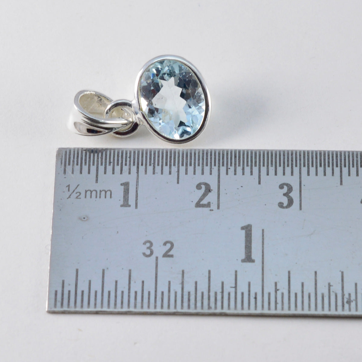 riyo riktiga ädelstenar oval fasetterad blå blå topas silverhänge present för förlovning